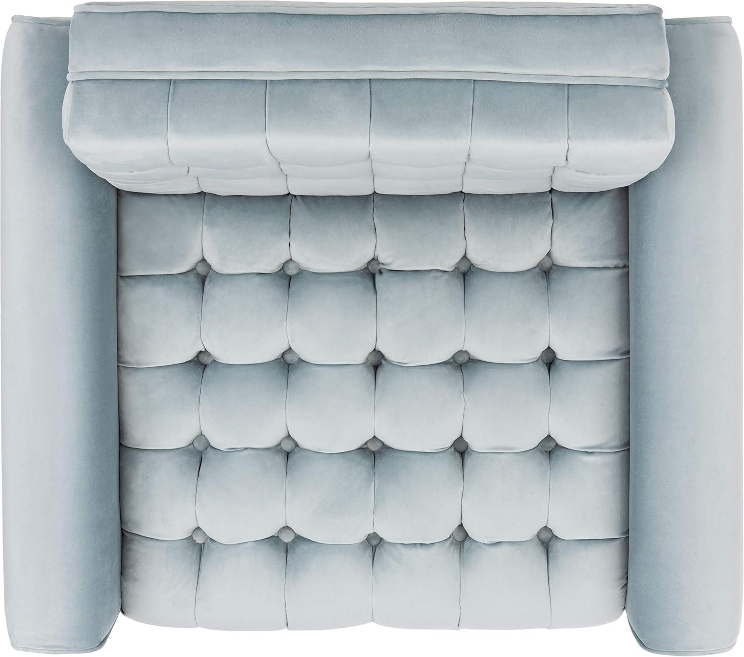 image:imageSafavieh Home Amaris Retro Glam Slate Blue Velvet and Black Tufted Accent ChairSlate Blue Black