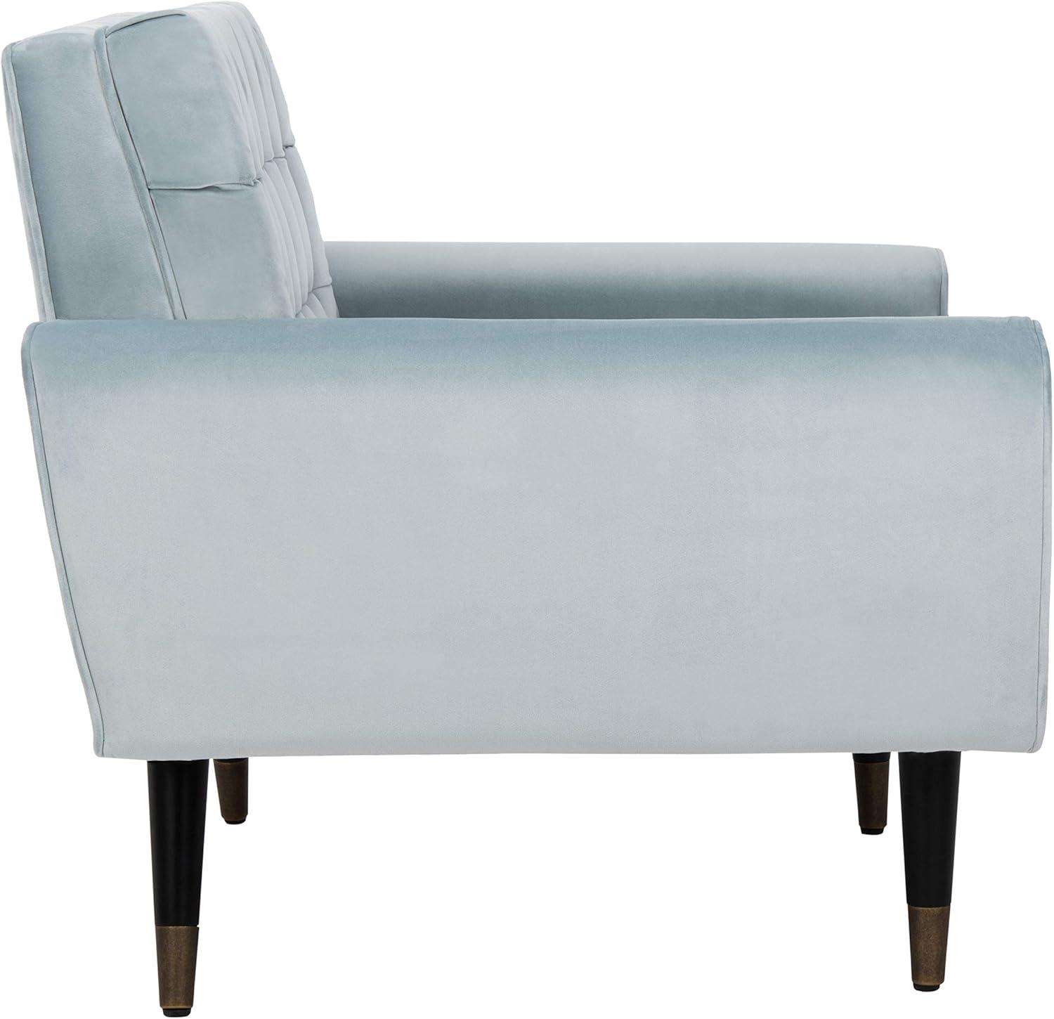 image:imageSafavieh Home Amaris Retro Glam Slate Blue Velvet and Black Tufted Accent ChairSlate Blue Black