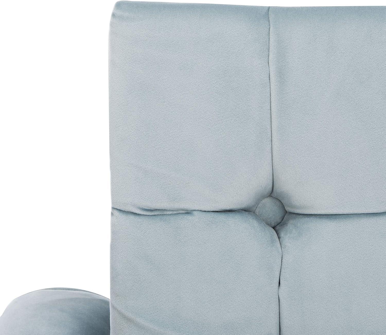 image:imageSafavieh Home Amaris Retro Glam Slate Blue Velvet and Black Tufted Accent ChairSlate Blue Black