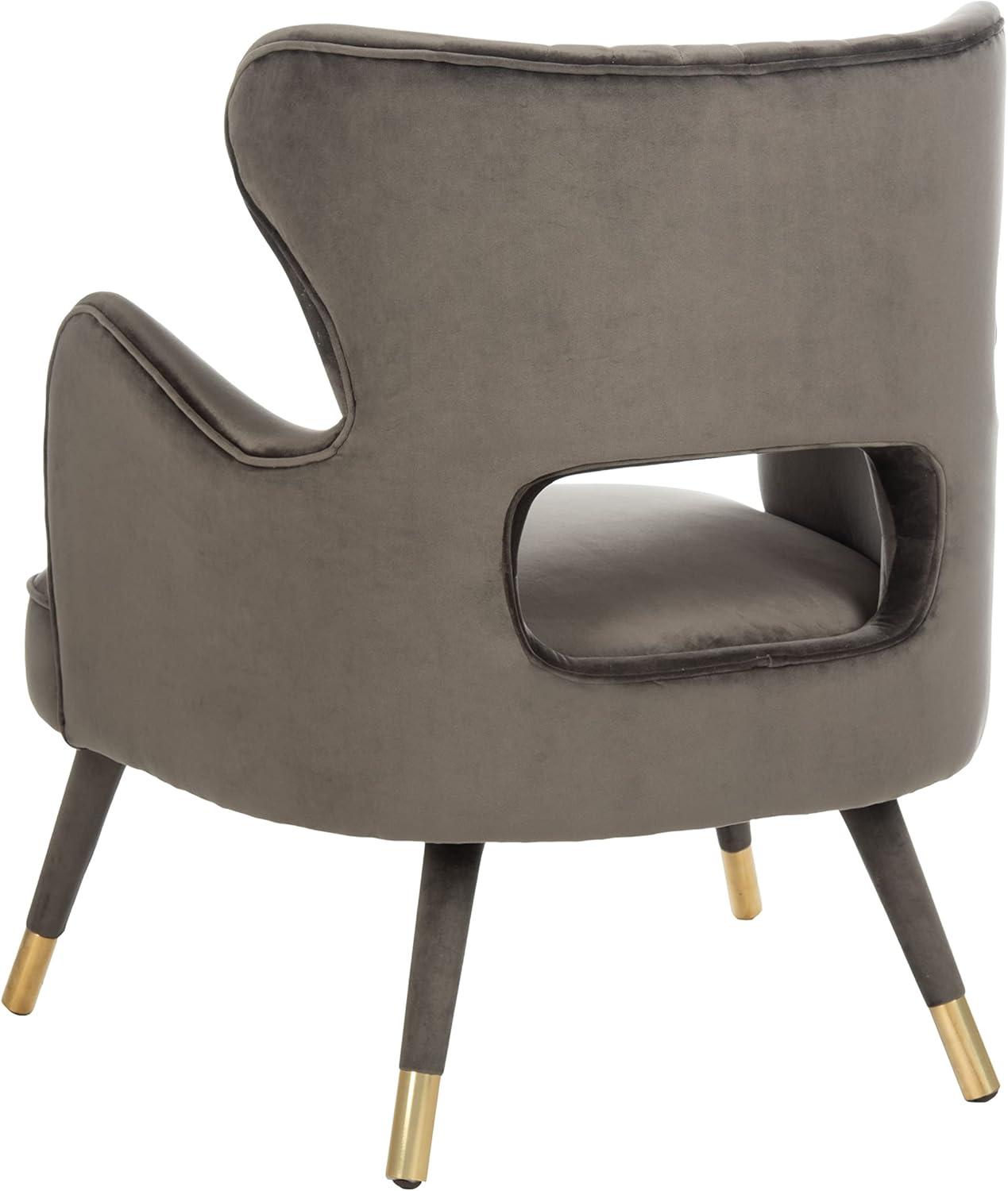 image:imageSafavieh Home Blair Retro Glam Slate Blue Velvet and Gold Wingback Accent ChairShale Gold