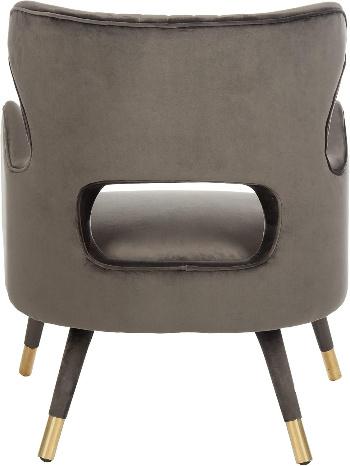 image:imageSafavieh Home Blair Retro Glam Slate Blue Velvet and Gold Wingback Accent ChairShale Gold