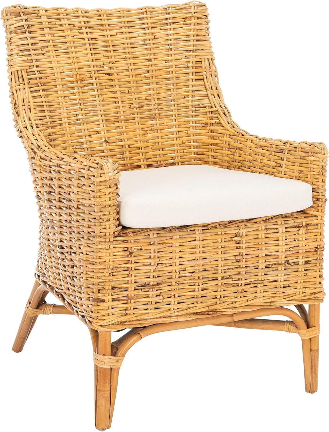 image:imageSafavieh Home Collection Cristen Rattan Cushion Accent Chair Natural White WashWhite ACH6513ANatural White