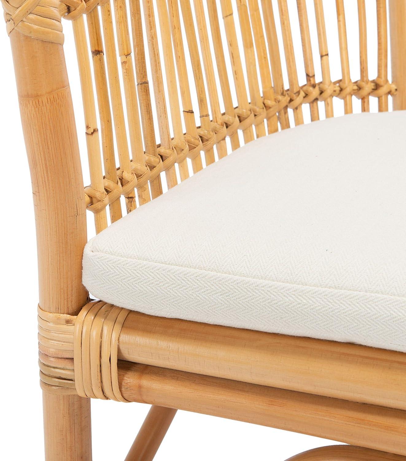 image:imageSafavieh Home Collection Olivia Rattan Cushion Accent Chair NaturalWhiteNatural White