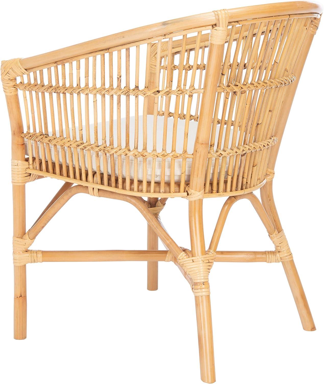 image:imageSafavieh Home Collection Olivia Rattan Cushion Accent Chair NaturalWhiteNatural White