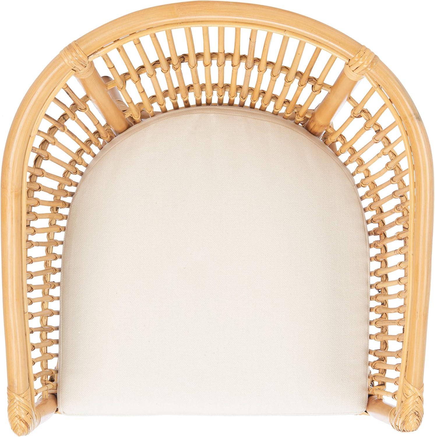 image:imageSafavieh Home Collection Olivia Rattan Cushion Accent Chair NaturalWhiteNatural White