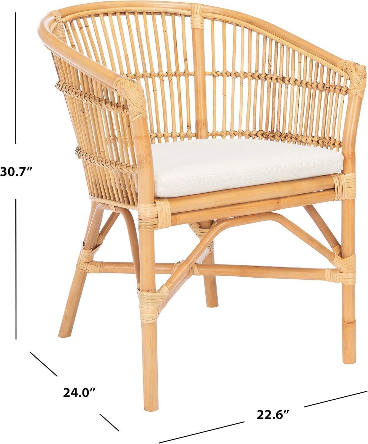 image:imageSafavieh Home Collection Olivia Rattan Cushion Accent Chair NaturalWhiteNatural White