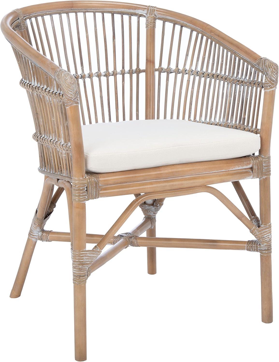 image:imageSafavieh Home Collection Olivia Rattan Cushion Accent Chair NaturalWhiteWhite Washed White