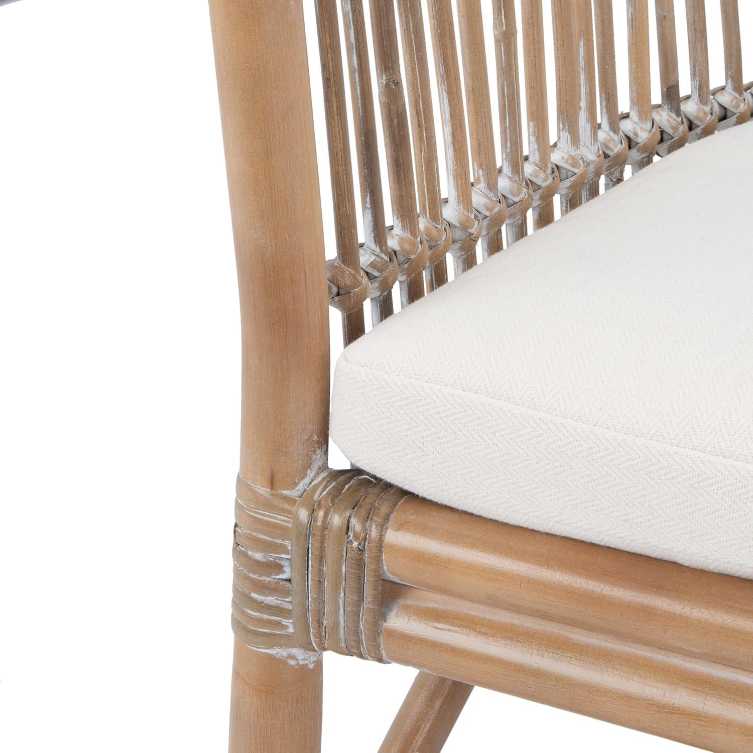 image:imageSafavieh Home Collection Olivia Rattan Cushion Accent Chair NaturalWhiteWhite Washed White