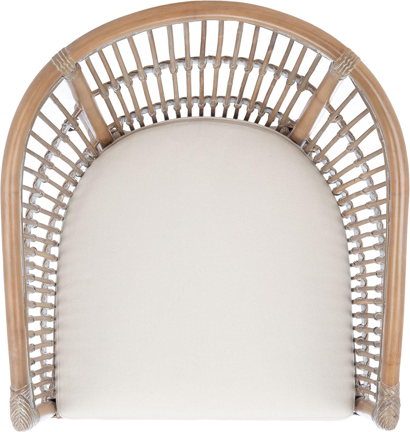 image:imageSafavieh Home Collection Olivia Rattan Cushion Accent Chair NaturalWhiteWhite Washed White
