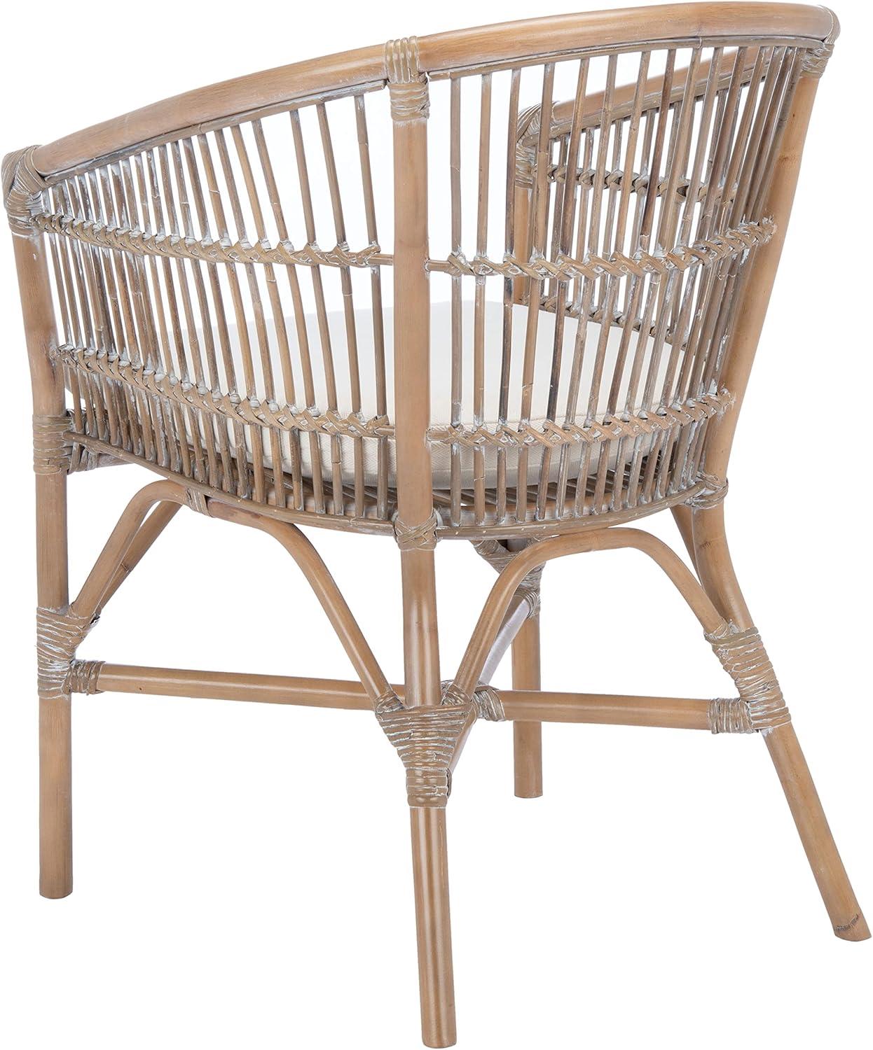 image:imageSafavieh Home Collection Olivia Rattan Cushion Accent Chair NaturalWhiteWhite Washed White