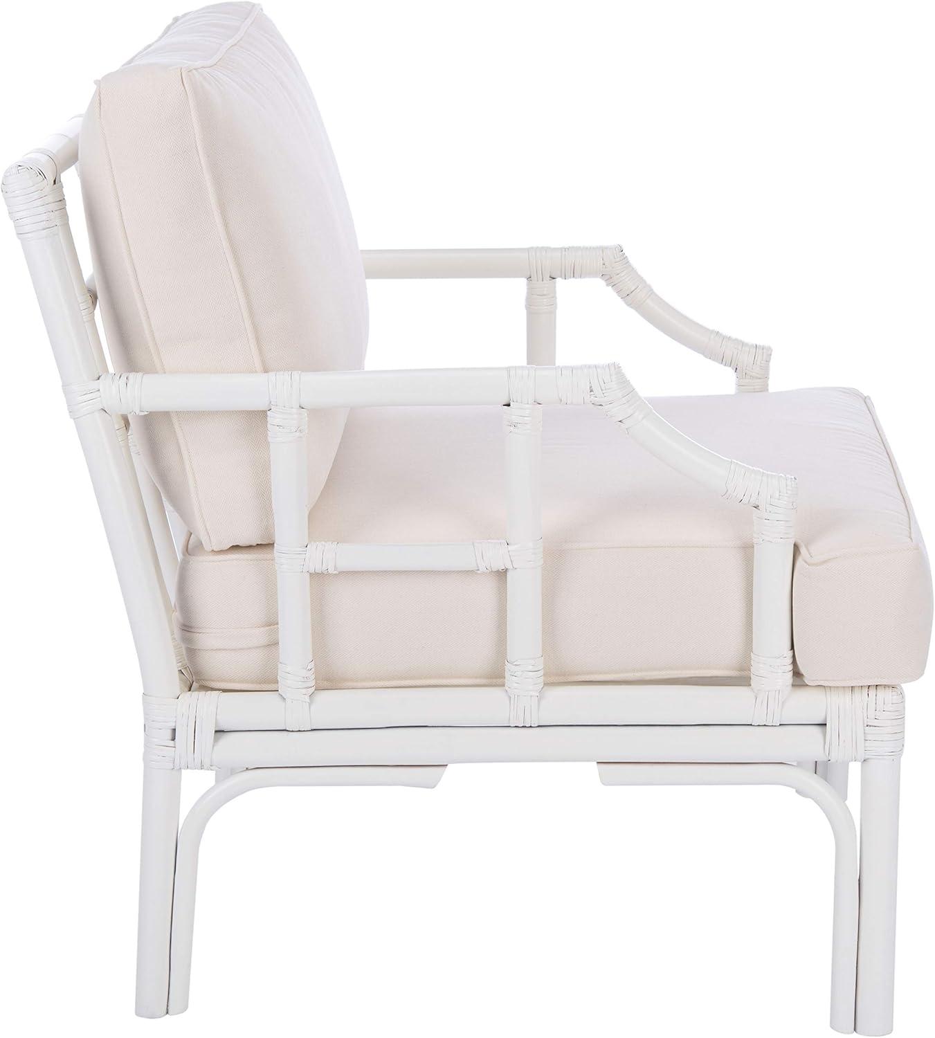 image:imageSafavieh Home Kazumi Coastal White Rattan Cushion Accent Chair ACH6508A