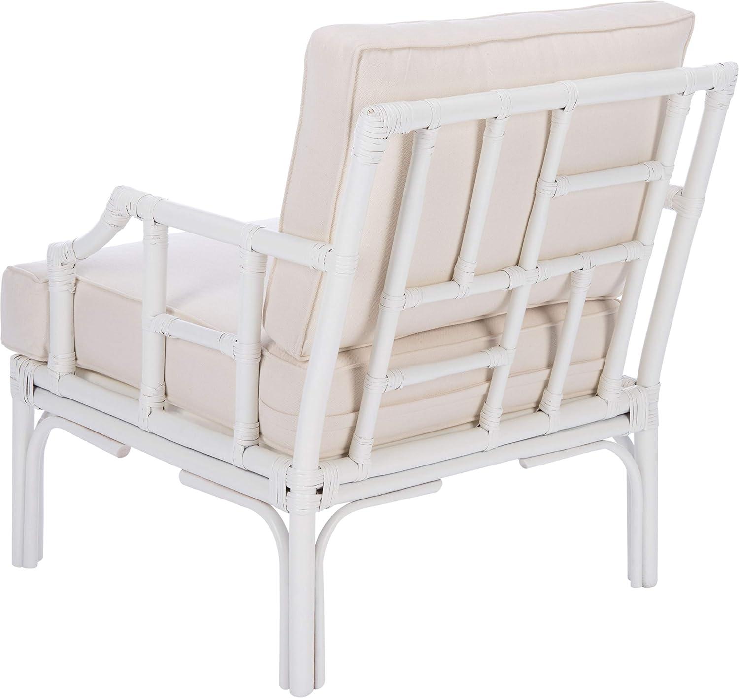 image:imageSafavieh Home Kazumi Coastal White Rattan Cushion Accent Chair ACH6508A