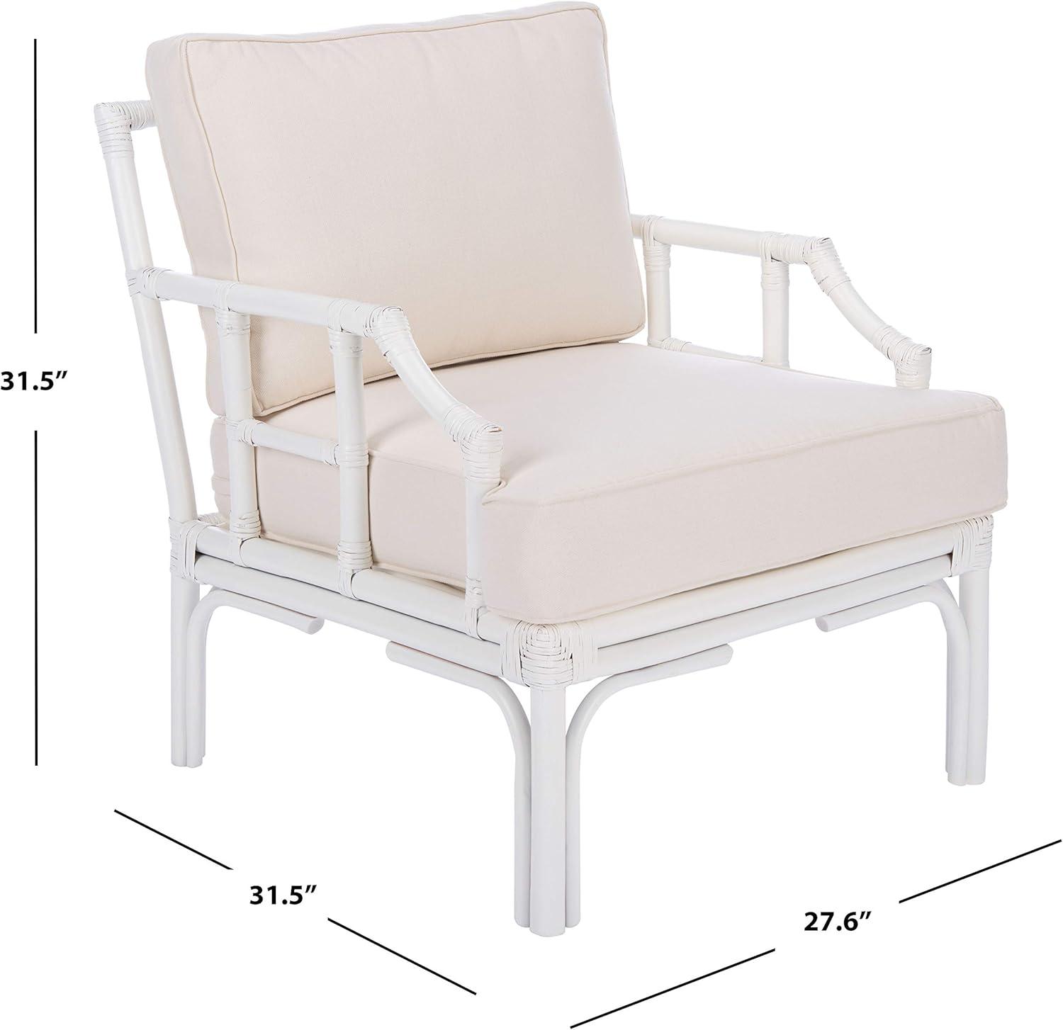 image:imageSafavieh Home Kazumi Coastal White Rattan Cushion Accent Chair ACH6508A