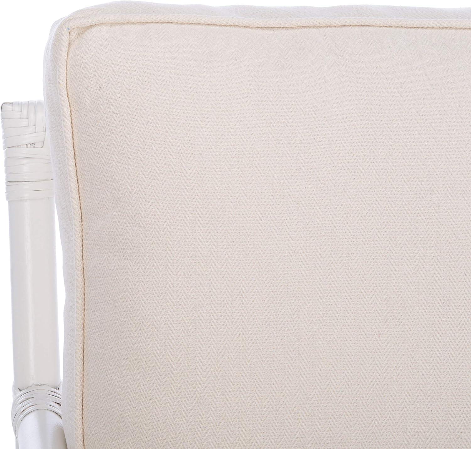 image:imageSafavieh Home Kazumi Coastal White Rattan Cushion Accent Chair ACH6508A
