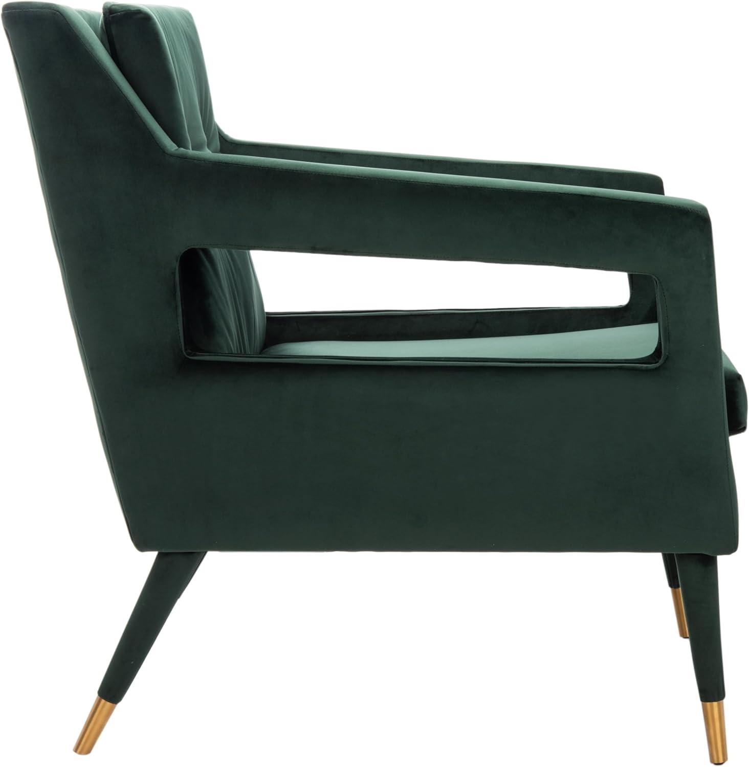 image:imageSafavieh Home Mara Retro Glam Navy Velvet and Gold Tufted Accent ChairForest Green Gold