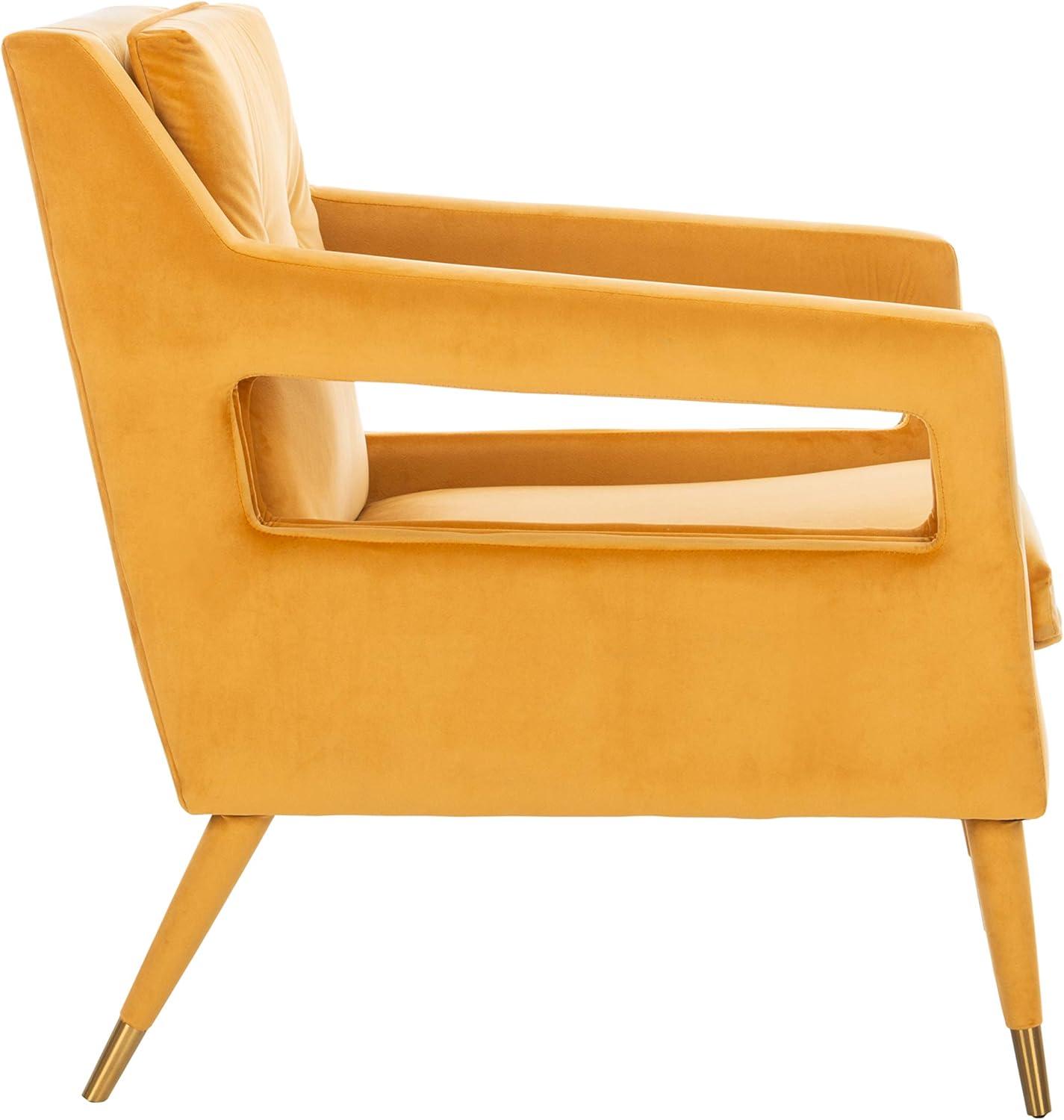 image:imageSafavieh Home Mara Retro Glam Navy Velvet and Gold Tufted Accent ChairMarigold Gold