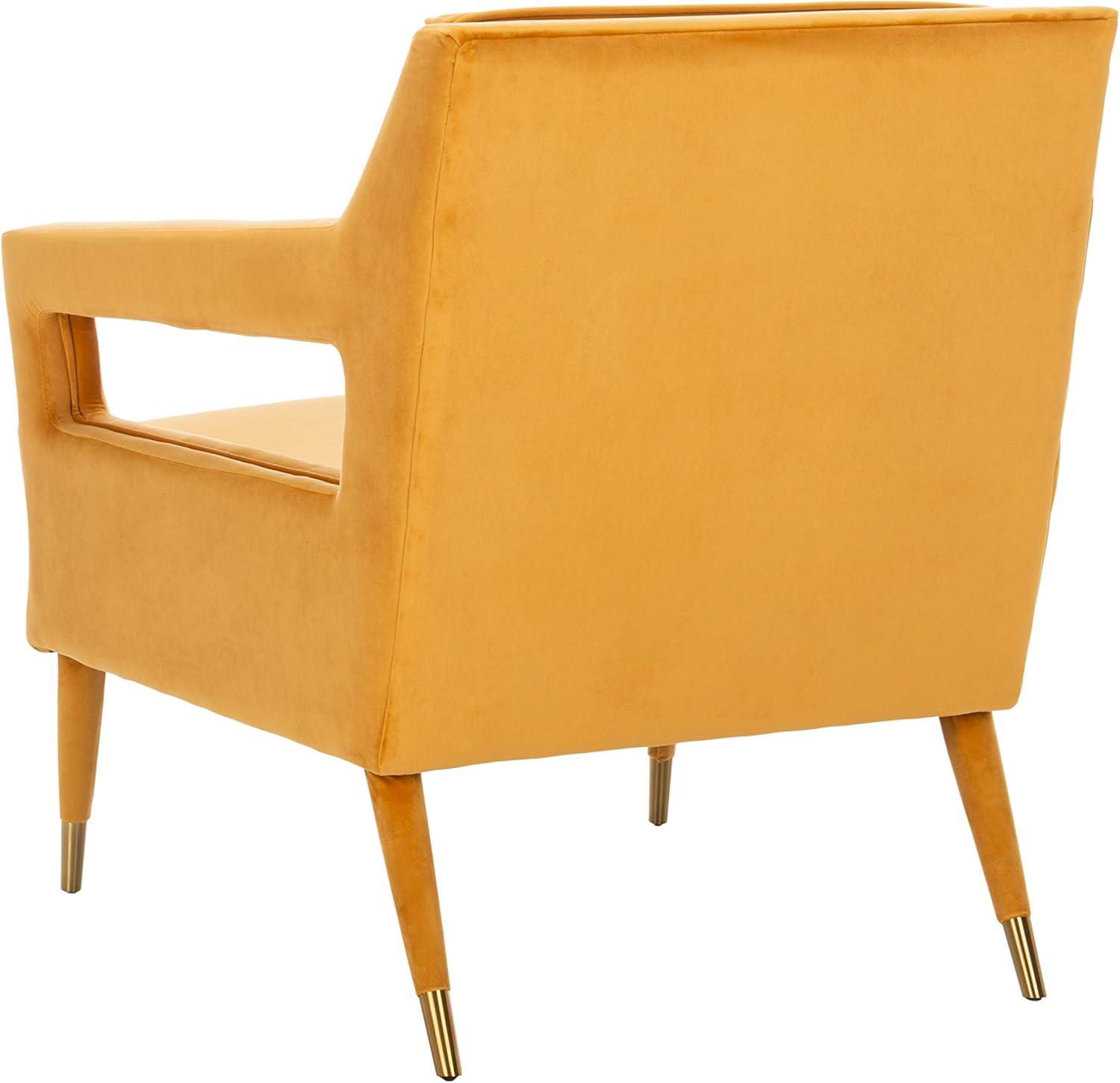 image:imageSafavieh Home Mara Retro Glam Navy Velvet and Gold Tufted Accent ChairMarigold Gold
