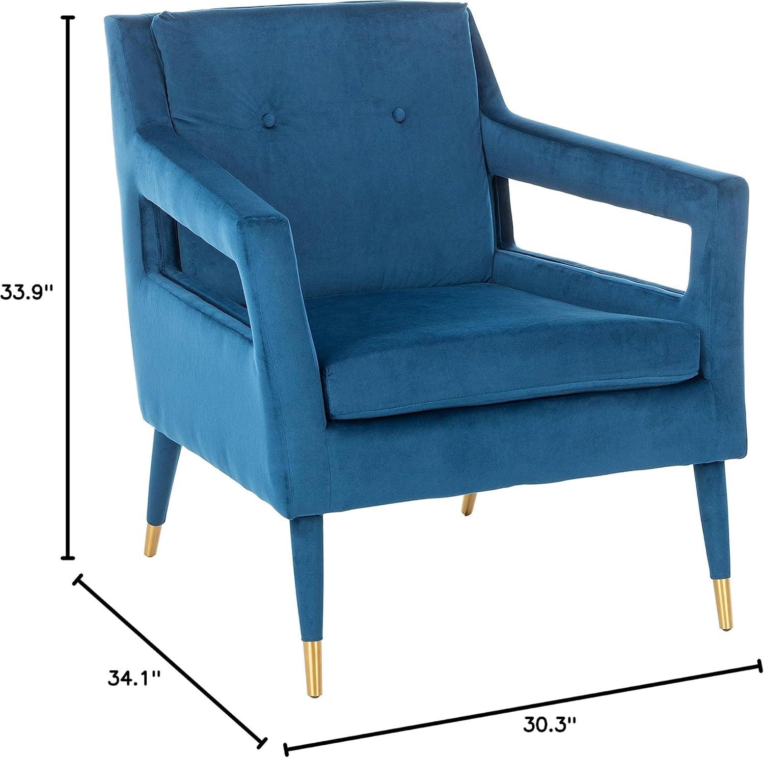 image:imageSafavieh Home Mara Retro Glam Navy Velvet and Gold Tufted Accent ChairNavy Gold