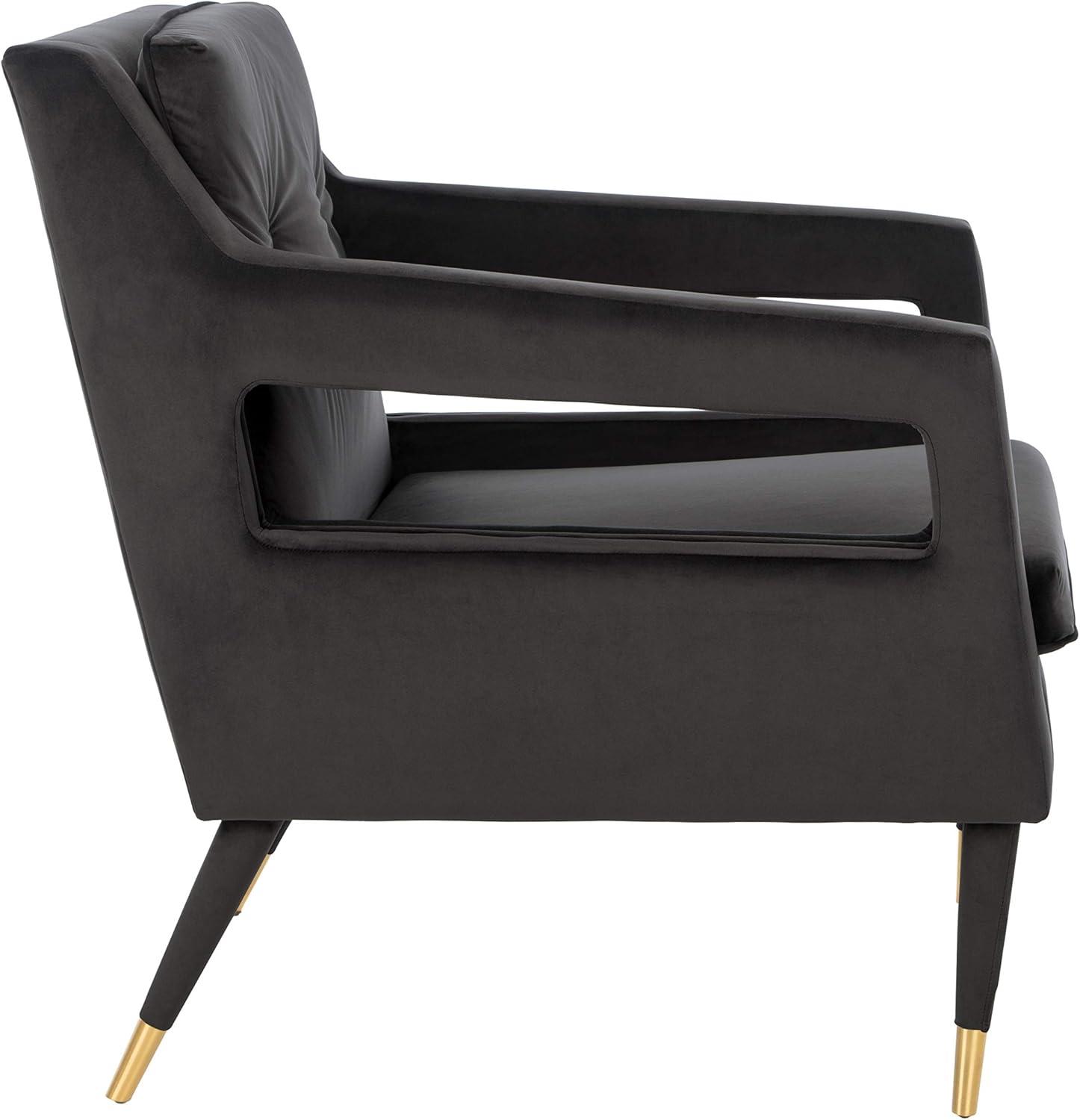 image:imageSafavieh Home Mara Retro Glam Navy Velvet and Gold Tufted Accent ChairShale Gold