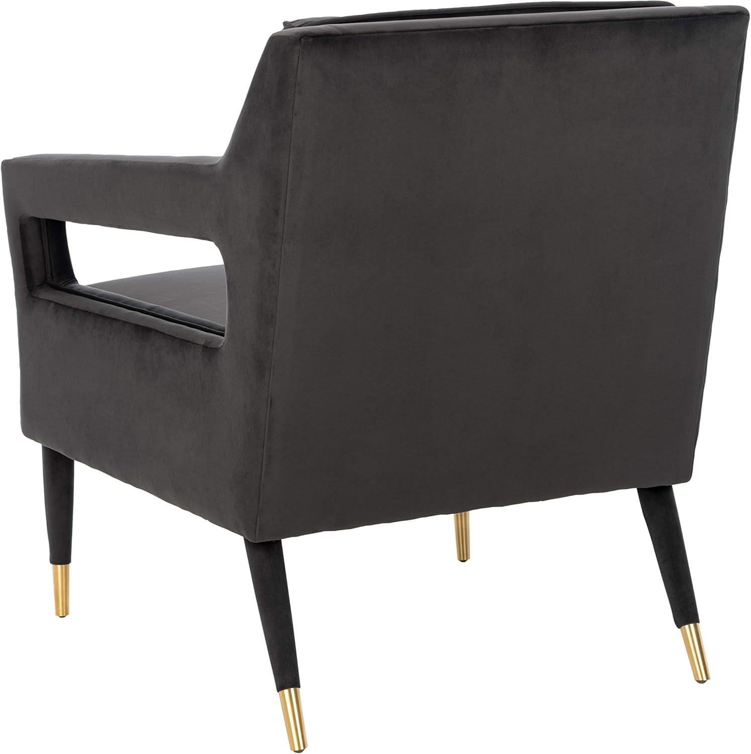 image:imageSafavieh Home Mara Retro Glam Navy Velvet and Gold Tufted Accent ChairShale Gold