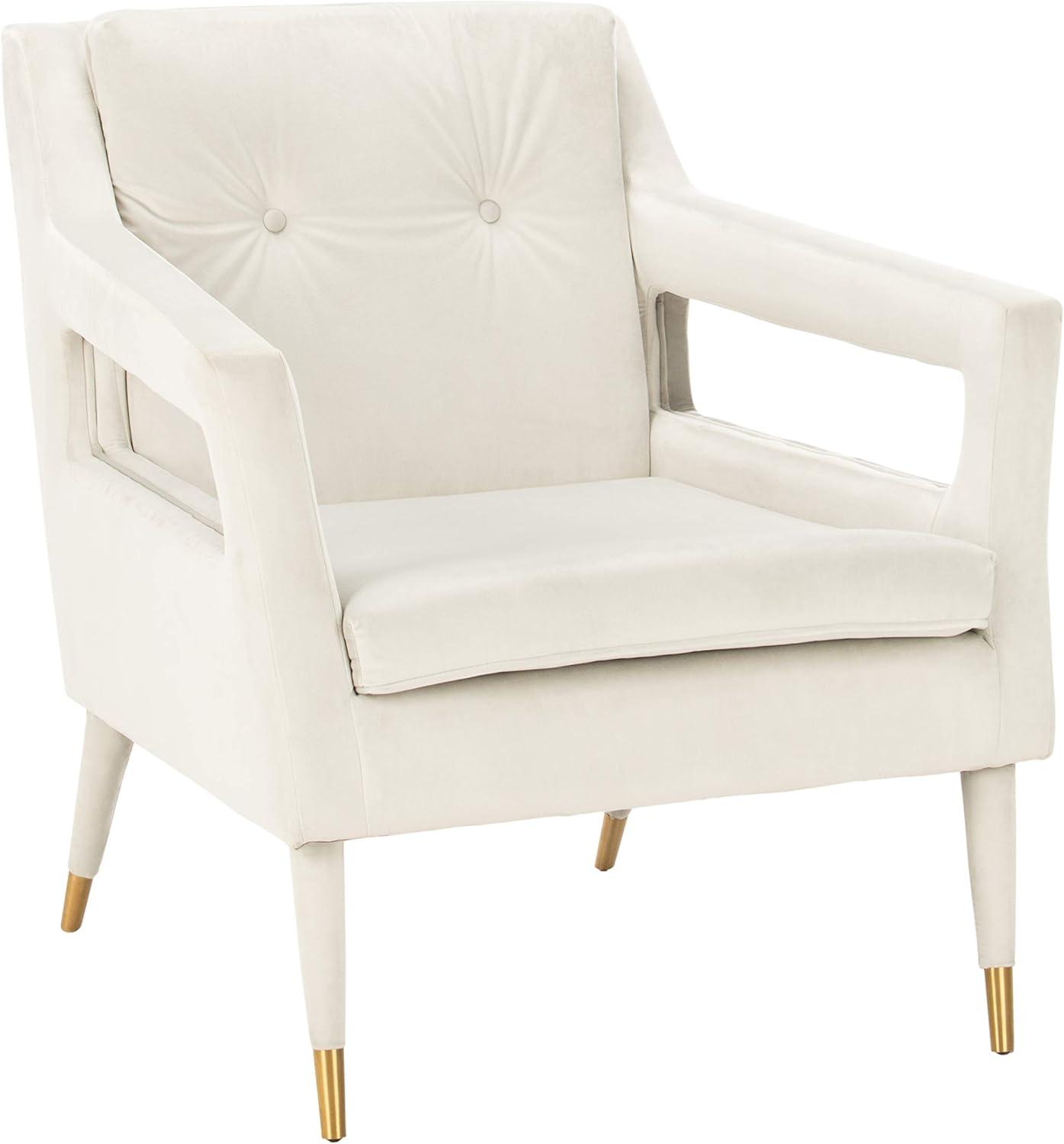 image:imageSafavieh Home Mara Retro Glam Navy Velvet and Gold Tufted Accent ChairSilver Gold