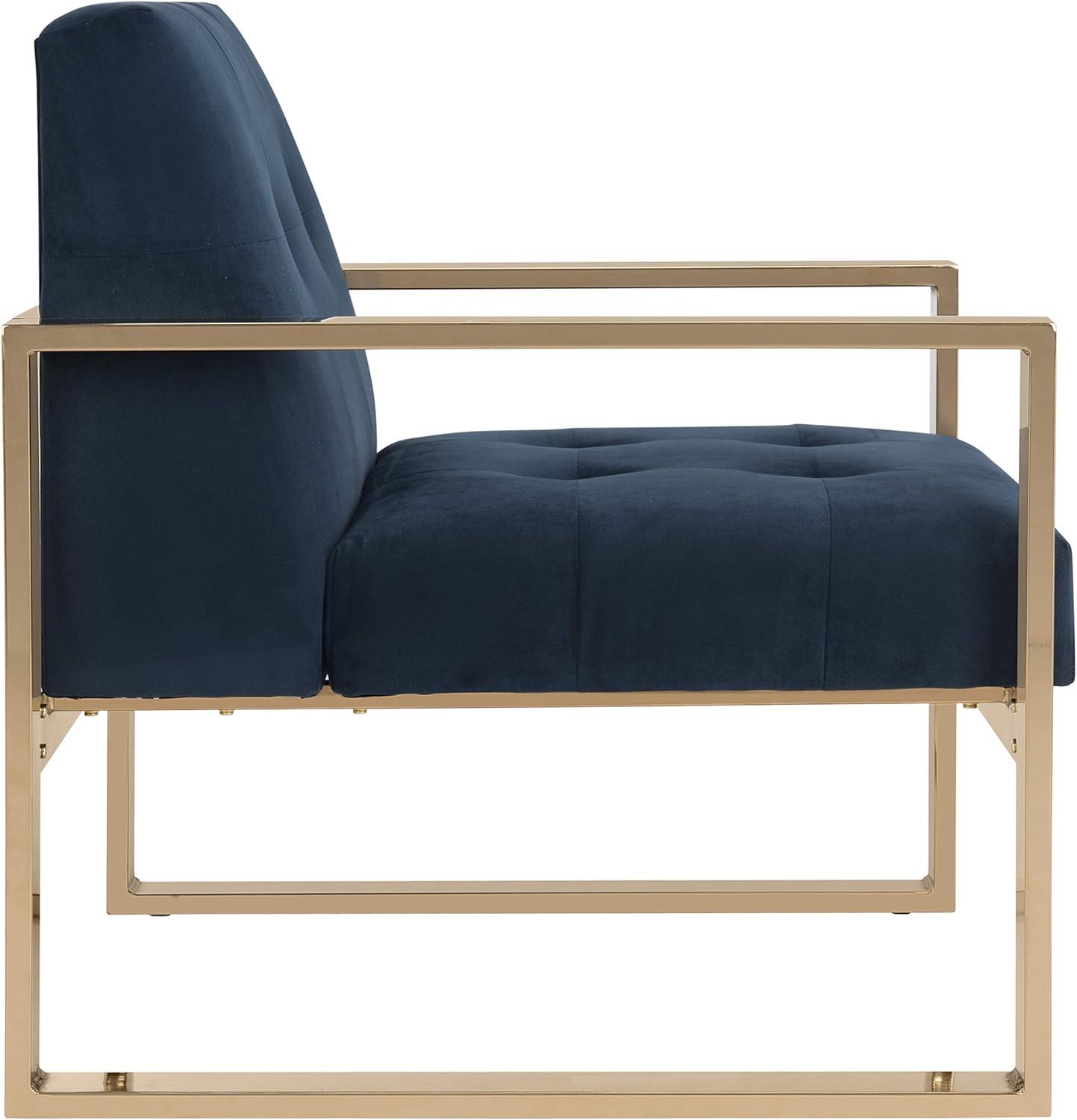 image:imageSafavieh Home Vasco Navy Velvet and Brass Accent Chair