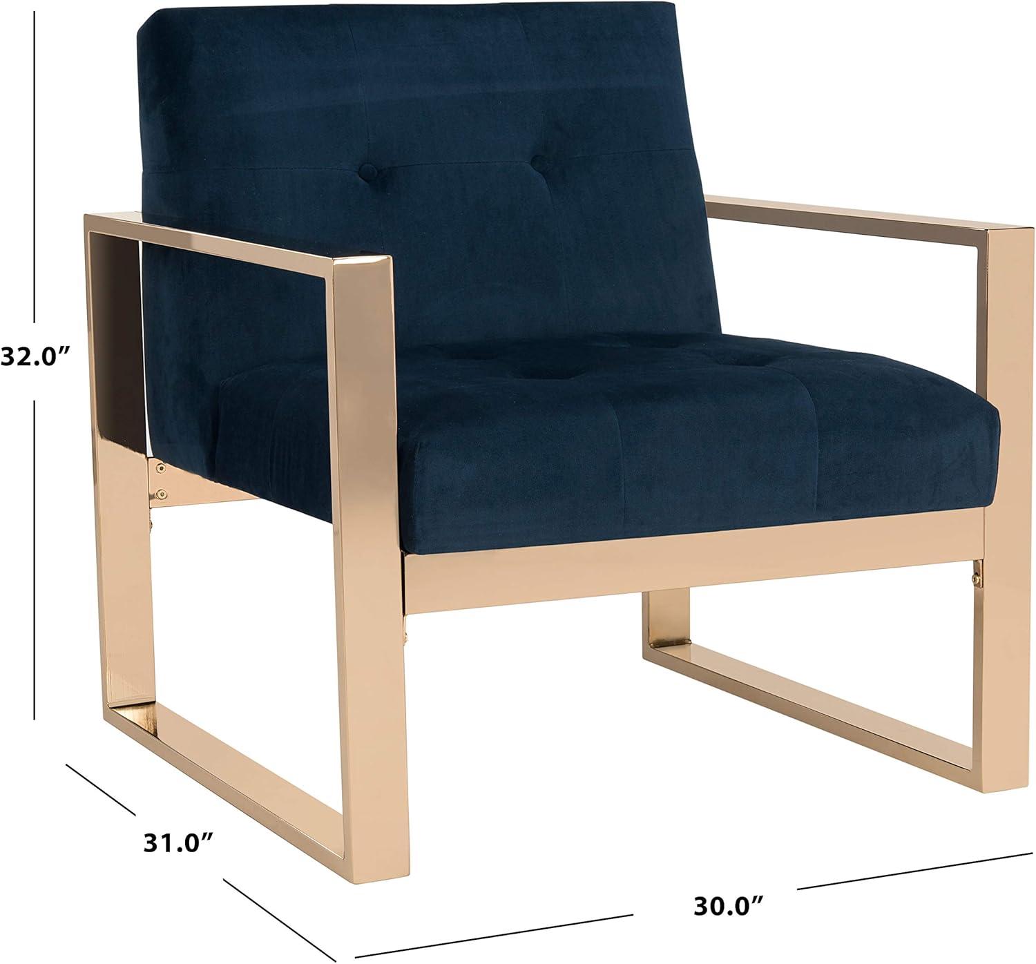 image:imageSafavieh Home Vasco Navy Velvet and Brass Accent Chair