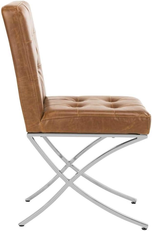 image:imageSafavieh Home Walsh Navy Velvet and Chrome Tufted Side ChairLight Brown Chrome