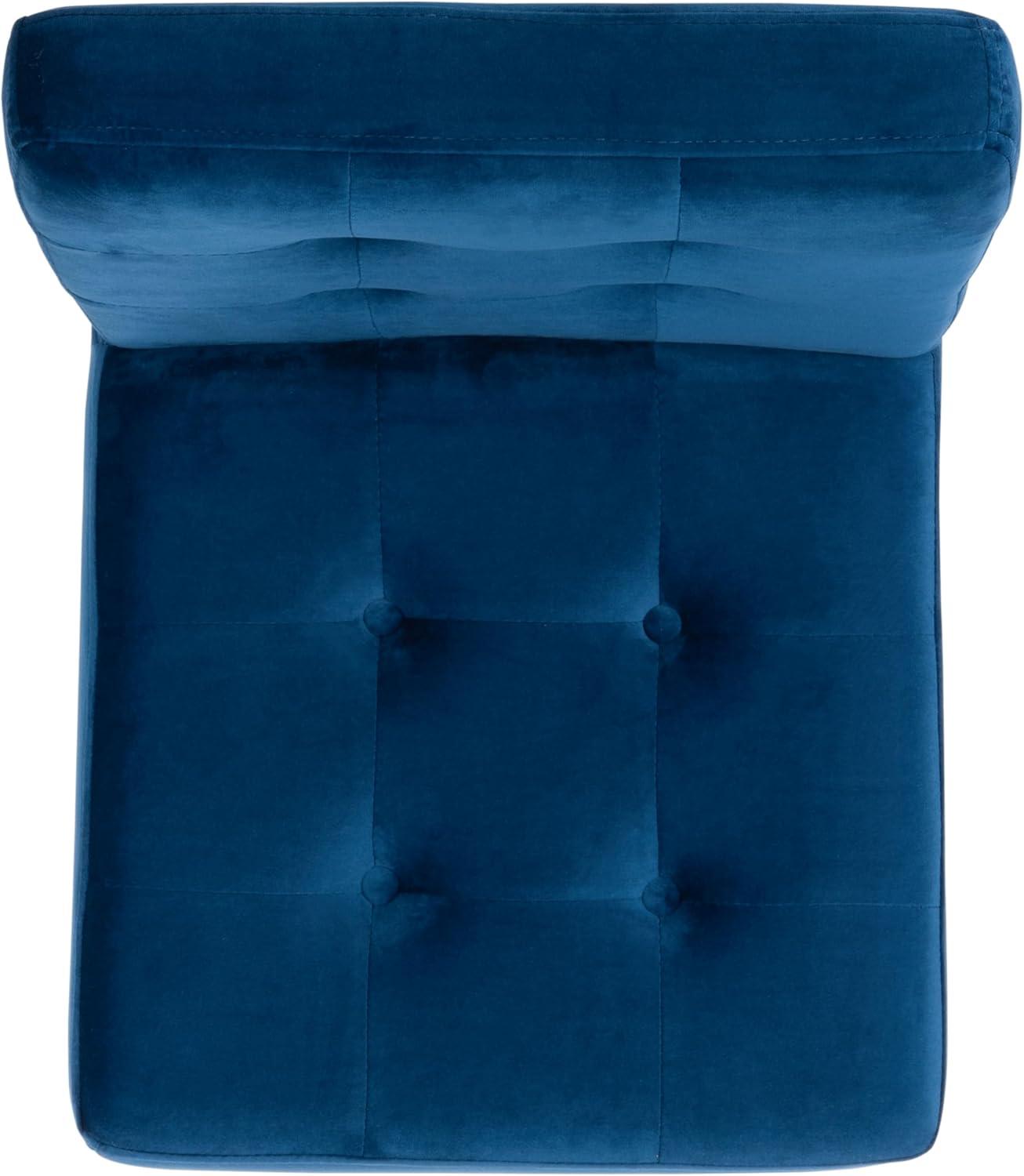 image:imageSafavieh Home Walsh Navy Velvet and Chrome Tufted Side ChairNavy Chrome