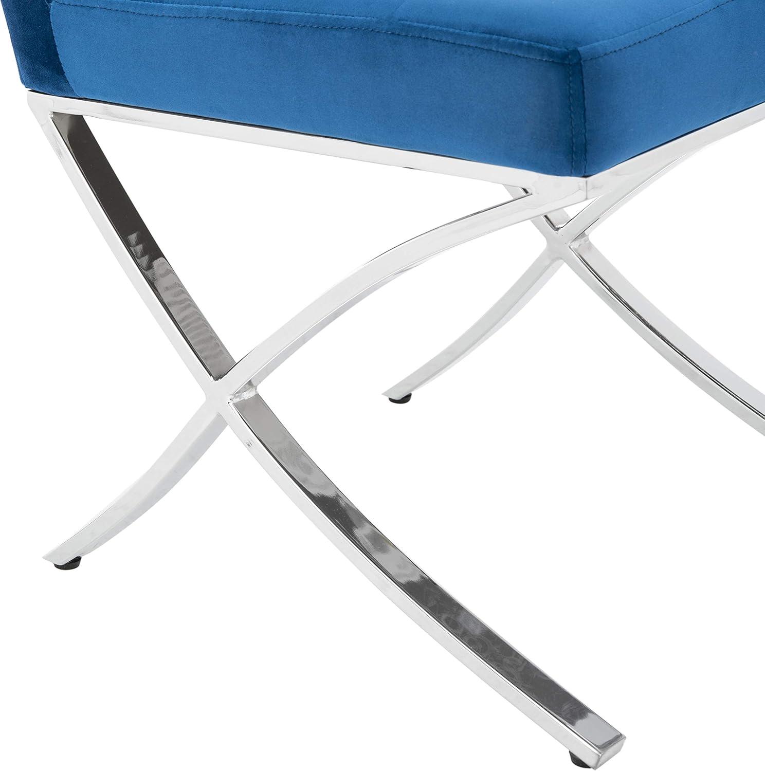 image:imageSafavieh Home Walsh Navy Velvet and Chrome Tufted Side ChairNavy Chrome