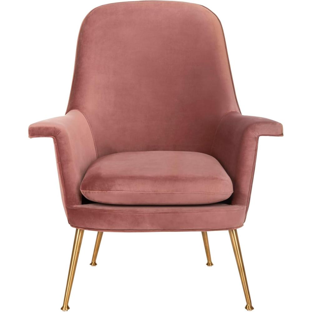 image:imageSafavieh Couture Home Aimee Retro Glam Dusty Rose Pink Velvet Arm ChairDusty Rose Gold