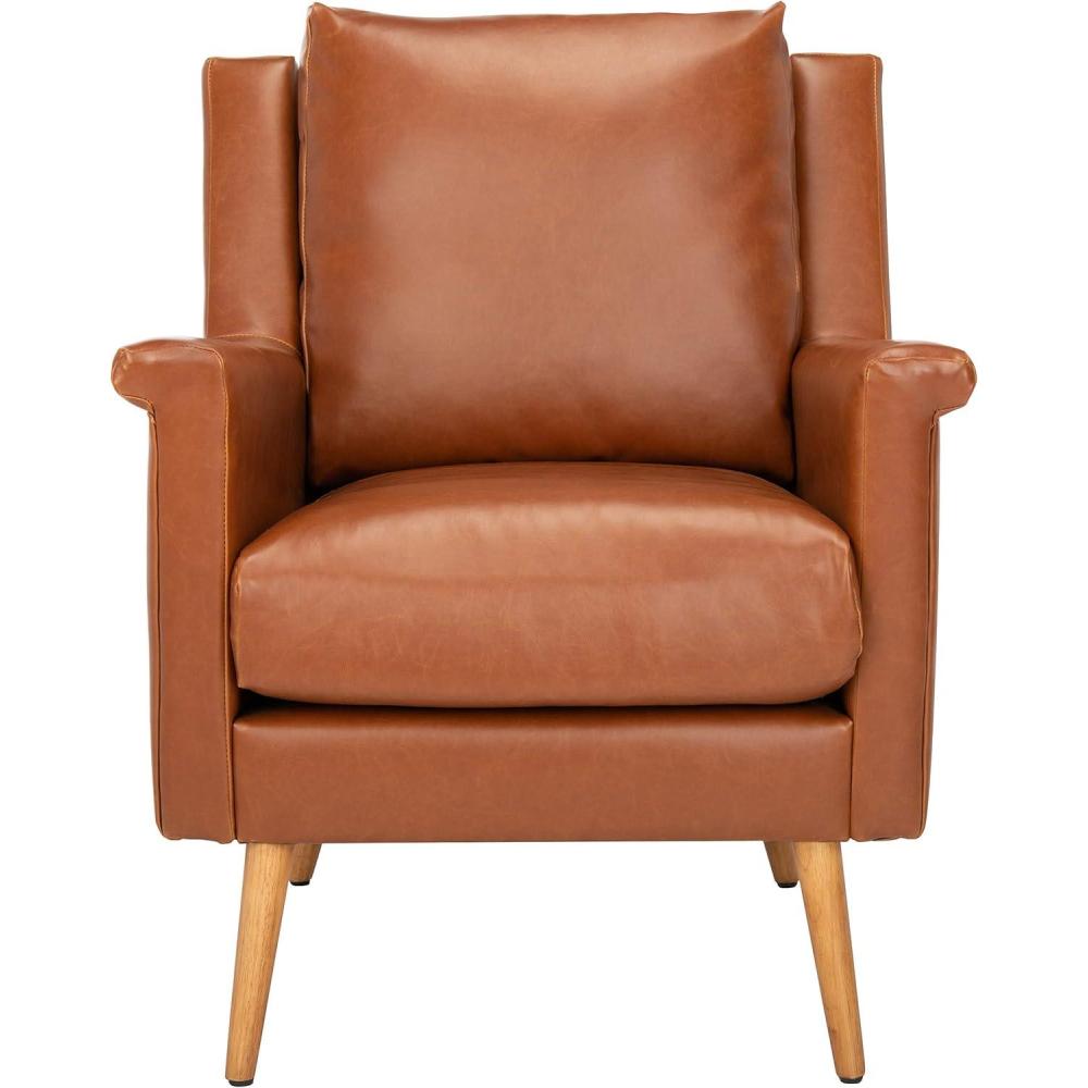 image:imageSafavieh Home Astrid Navy and Natural Oak MidCentury Arm ChairCognac Natural