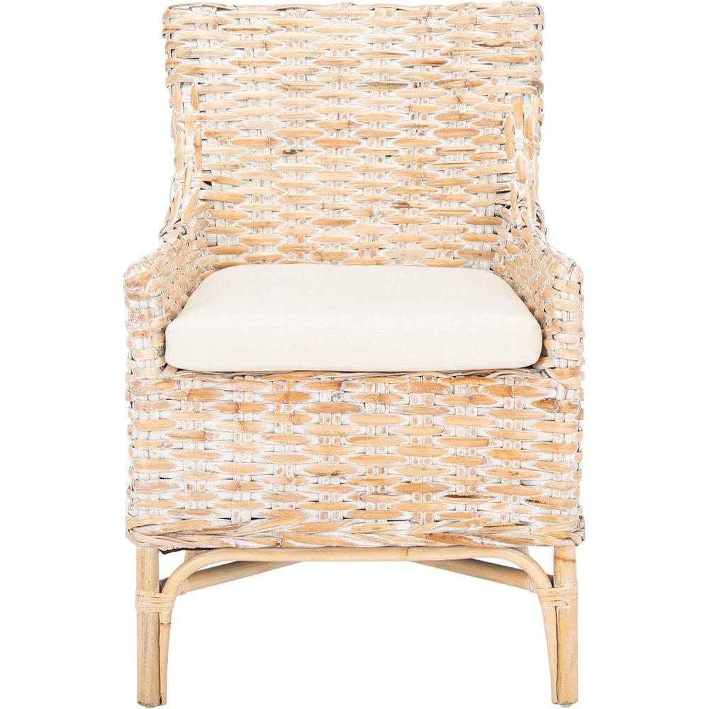 image:imageSafavieh Home Collection Cristen Rattan Cushion Accent Chair Natural White WashWhite ACH6513ANatural White Wash White