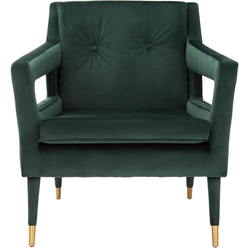 image:imageSafavieh Home Mara Retro Glam Navy Velvet and Gold Tufted Accent ChairForest Green Gold