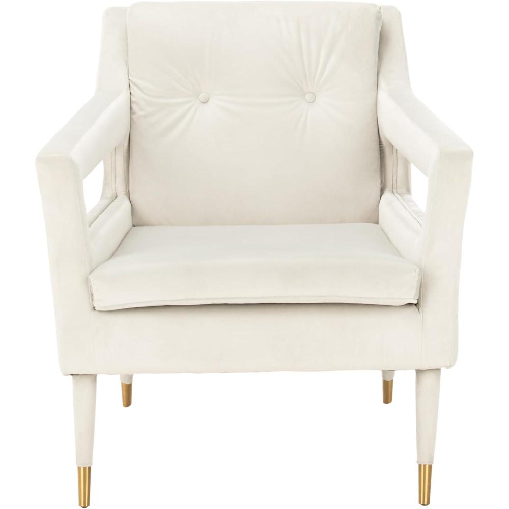 image:imageSafavieh Home Mara Retro Glam Navy Velvet and Gold Tufted Accent ChairSilver Gold