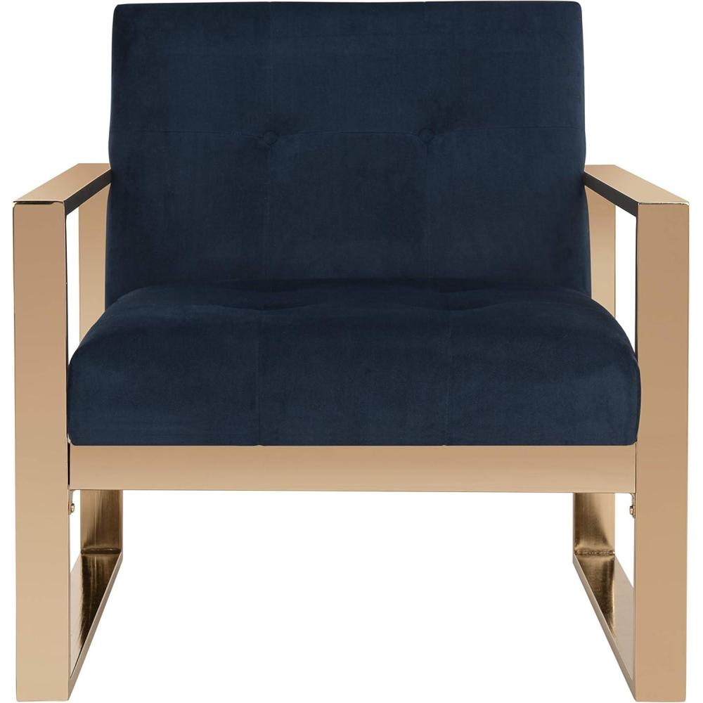 image:imageSafavieh Home Vasco Navy Velvet and Brass Accent Chair