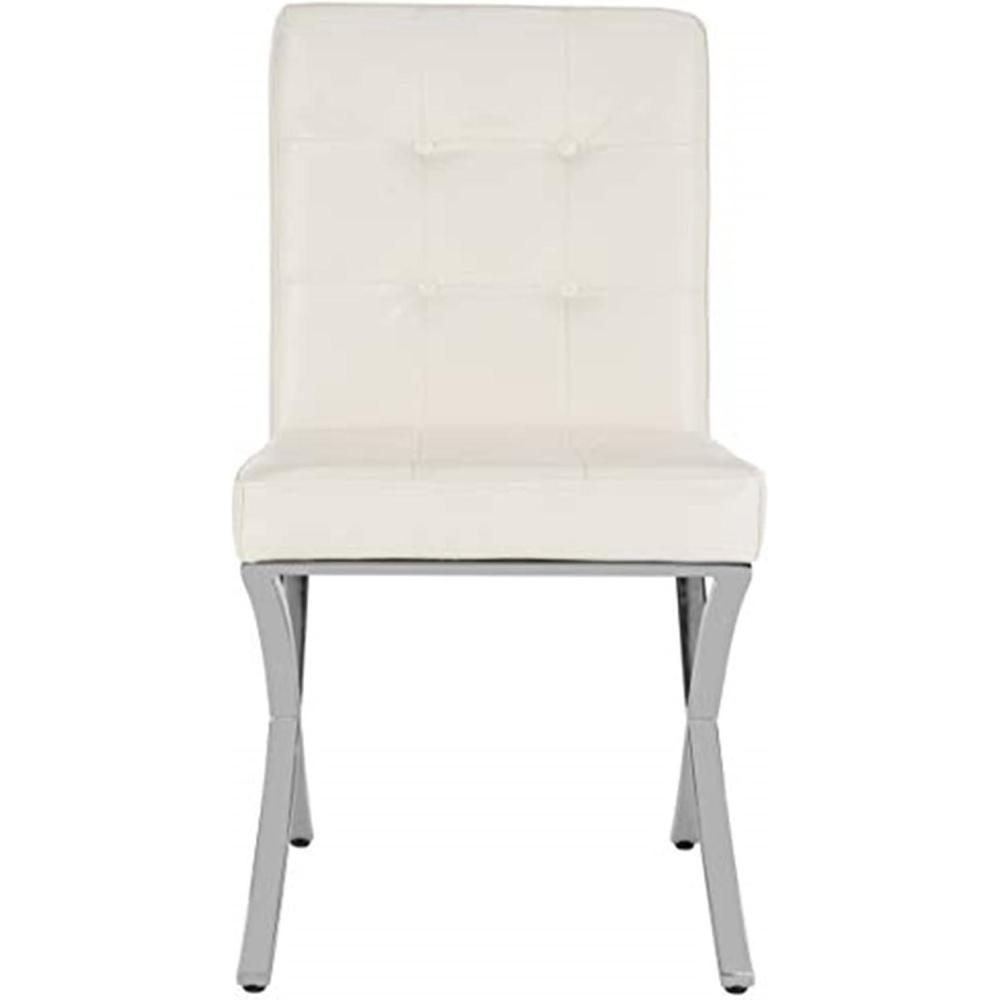 image:imageSafavieh Home Walsh Navy Velvet and Chrome Tufted Side ChairWhite