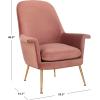 Safavieh Couture Home Aimee Retro Glam Dusty Rose Pink Velvet Arm Chair(Dusty Rose / Gold)