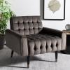 Safavieh Home Amaris Retro Glam Slate Blue Velvet and Black Tufted Accent Chair(Shale / Black)