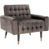 Safavieh Home Amaris Retro Glam Slate Blue Velvet and Black Tufted Accent Chair(Shale / Black)
