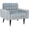 Safavieh Home Amaris Retro Glam Slate Blue Velvet and Black Tufted Accent Chair(Slate Blue / Black)