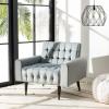 Safavieh Home Amaris Retro Glam Slate Blue Velvet and Black Tufted Accent Chair(Slate Blue / Black)
