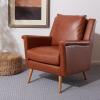 Safavieh Home Astrid Navy and Natural Oak Mid-Century Arm Chair(Cognac / Natural)