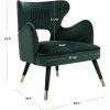 Safavieh Home Blair Retro Glam Slate Blue Velvet and Gold Wingback Accent Chair(Forest Green / Gold)