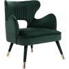 Safavieh Home Blair Retro Glam Slate Blue Velvet and Gold Wingback Accent Chair(Forest Green / Gold)