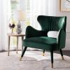Safavieh Home Blair Retro Glam Slate Blue Velvet and Gold Wingback Accent Chair(Forest Green / Gold)