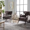 Safavieh Home Blair Retro Glam Slate Blue Velvet and Gold Wingback Accent Chair(Shale / Gold)