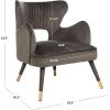 Safavieh Home Blair Retro Glam Slate Blue Velvet and Gold Wingback Accent Chair(Shale / Gold)