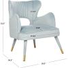 Safavieh Home Blair Retro Glam Slate Blue Velvet and Gold Wingback Accent Chair(Slate Blue / Gold)