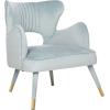 Safavieh Home Blair Retro Glam Slate Blue Velvet and Gold Wingback Accent Chair(Slate Blue / Gold)